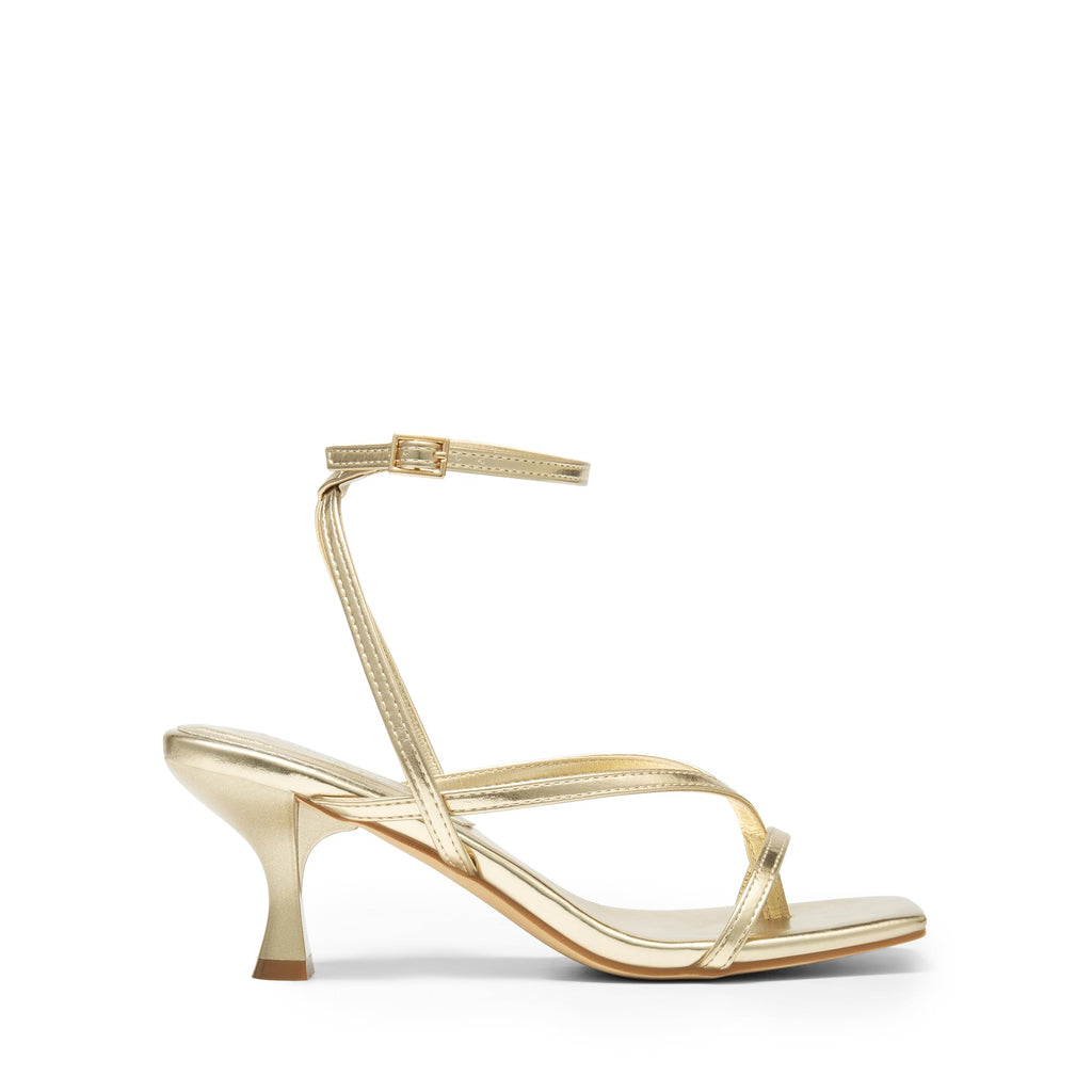 DREAM PAIRS Women's kitten Low Strappy Lace Up Heels Open Square Toe Thong Ankle Strap Heels Sexy Fashion Comfort Dress Shoes Party Sylvestra Pumps Heeled Sandals,Size 9,Gold-Pu,SDHS2405W