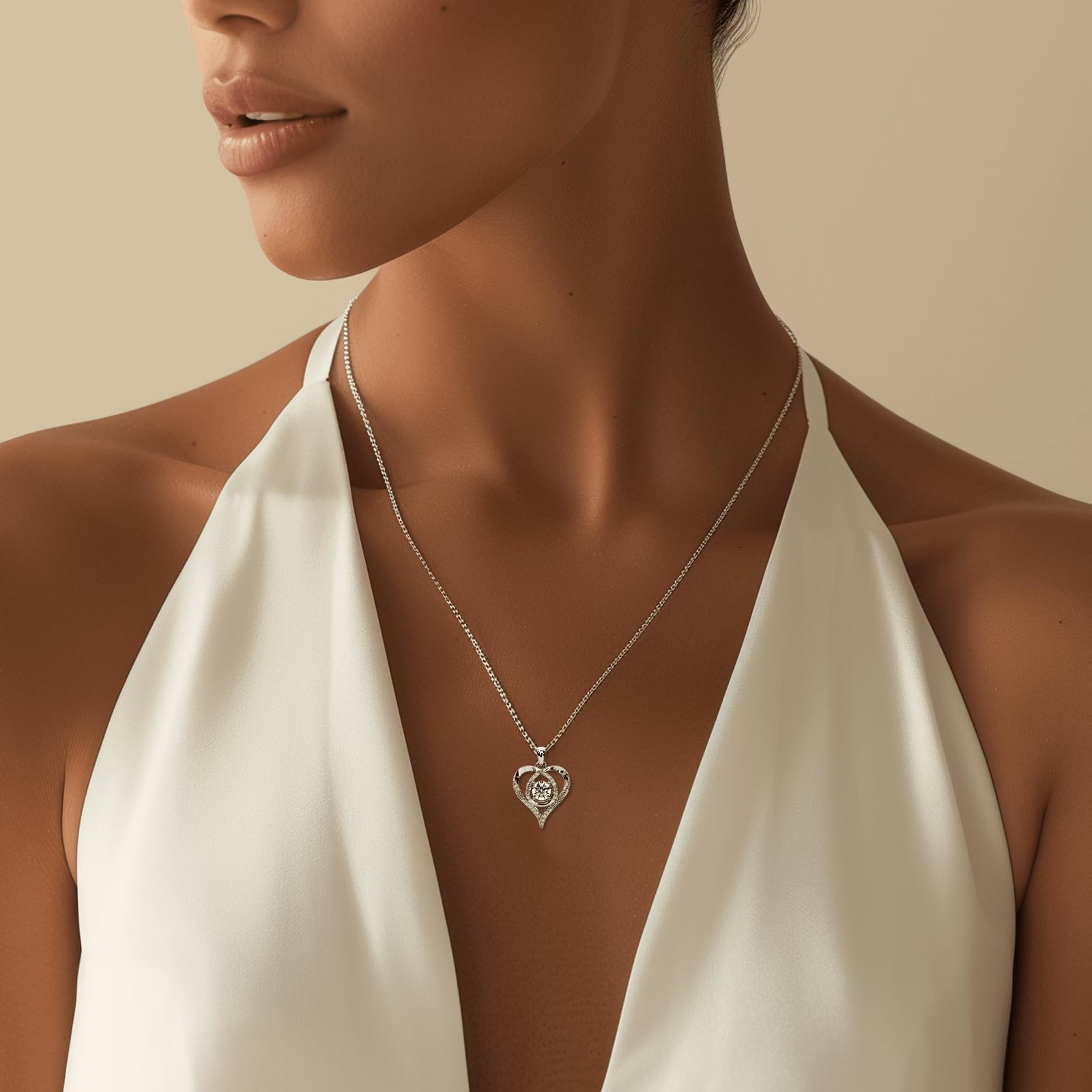 Heart Pendant Necklace for Her Moissanite Lab-Created Gem Jewelry for Women I Love You S925 Sterling Silver Gifts to Wife Girlfriend Mom Daughter Anniversary Birthday Christmas Valentines Day Classic