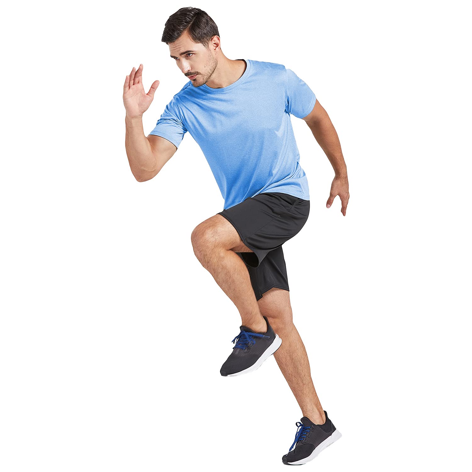 5 Pack Men's Dry Fit T Shirts Athletic Running Gym Workout Short Sleeve Tee Shirts for Men (US, Alpha, Large, Regular, Regular, Set 4)