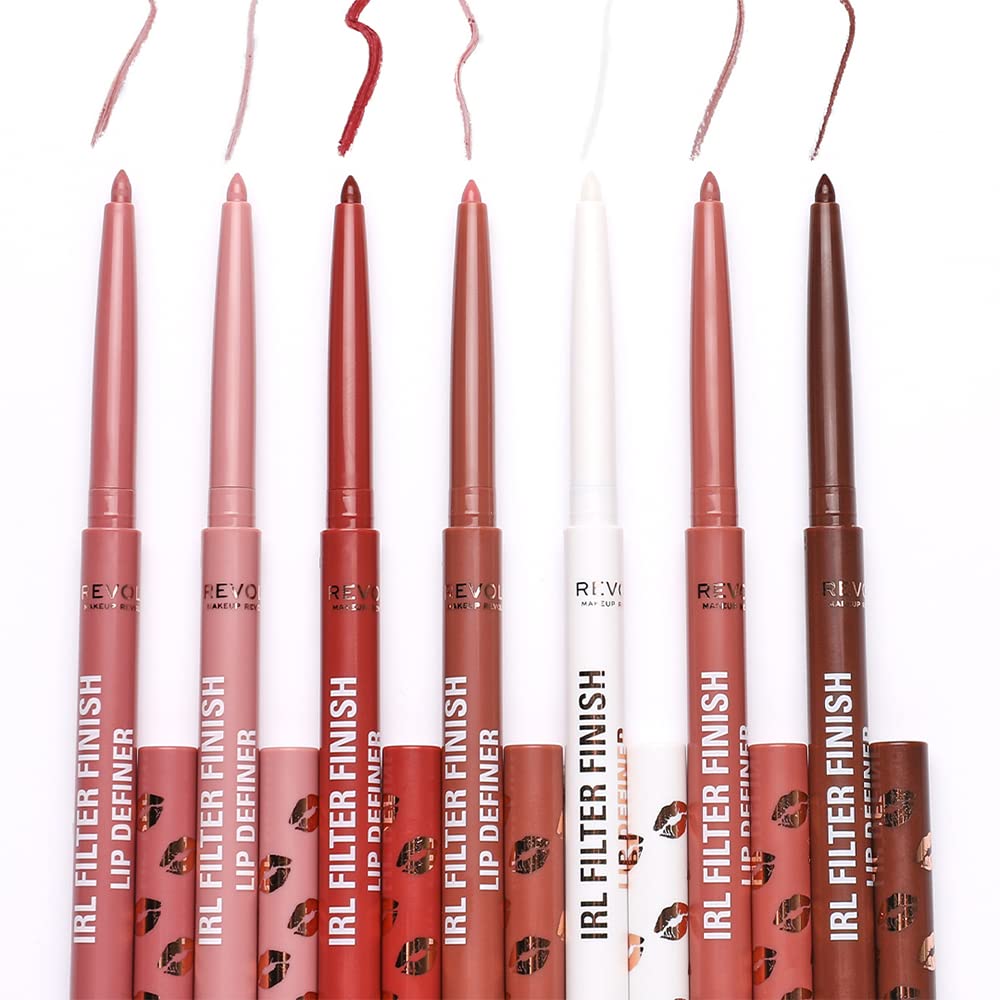 Makeup Revolution, IRL Filter Finish Lip Liner Definer Cappuccino Nude Waterproof Long Lasting Set with Matching Lipsticks or Lip Gloss