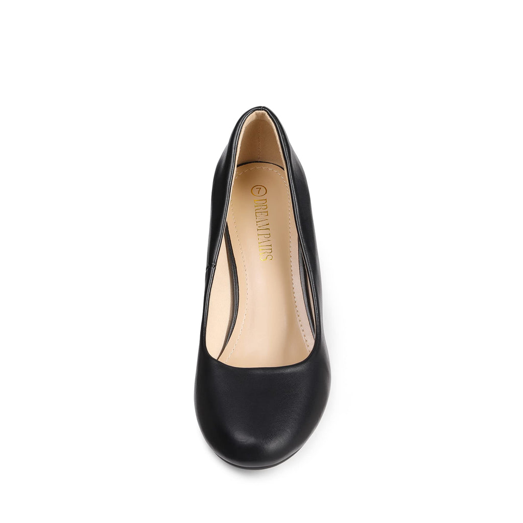 DREAM PAIRS Women's Dress Comfortable Low Heel Pump Shoes,Size 9,Black/Pu,LUVLY