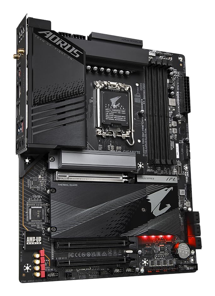 GIGABYTE Z790 AORUS Elite AX 1.0 Intel LGA 1700 ATX Motherboard, 4X DDR5~128GB, 3X PCI-E x16, 4X M.2, 6X SATA, 5X USB 3.2, 1x USB-C, 4X USB 2.0