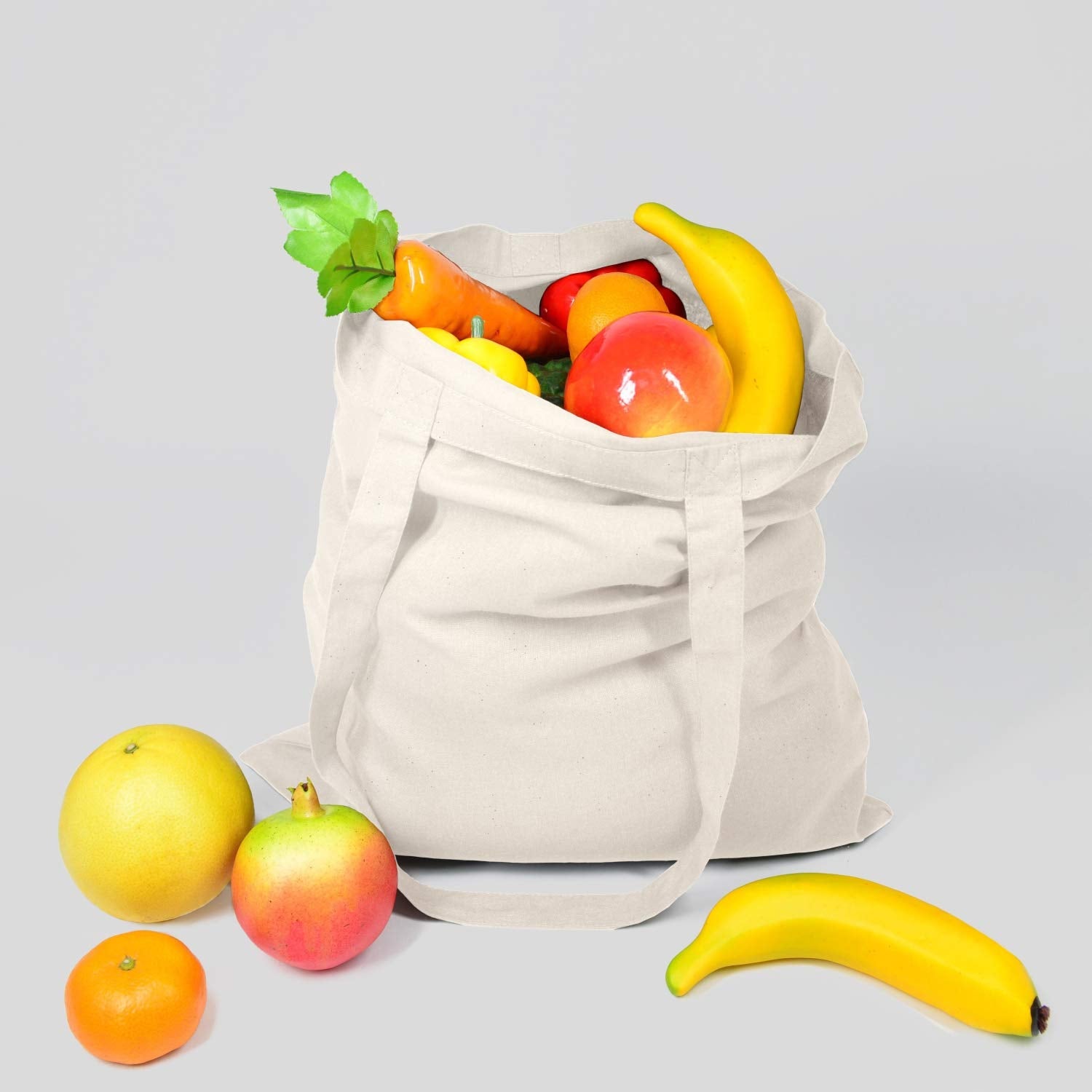 NPBAG 25 Pack 15'' X 16'' Natural Cotton Tote Bags, Lightweight Blank Bulk Cloth bags with 1pc of PTFE Teflon Sheet