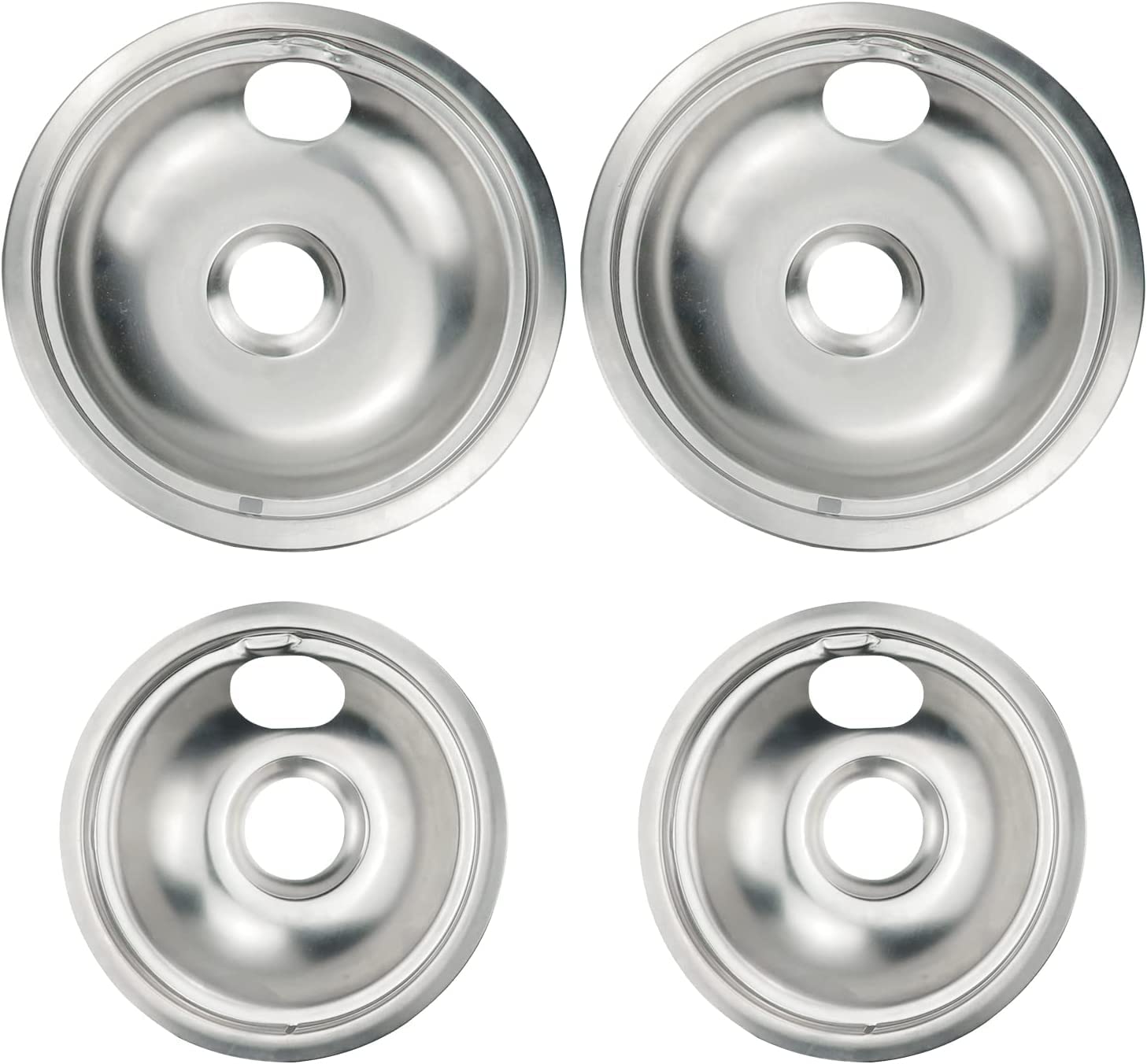 Mejiao Stove Burner Covers,Replacement Chrome Drip Pans for Frigidaire Kenmore 316048413 and 316048414,4 pcs (4x6")