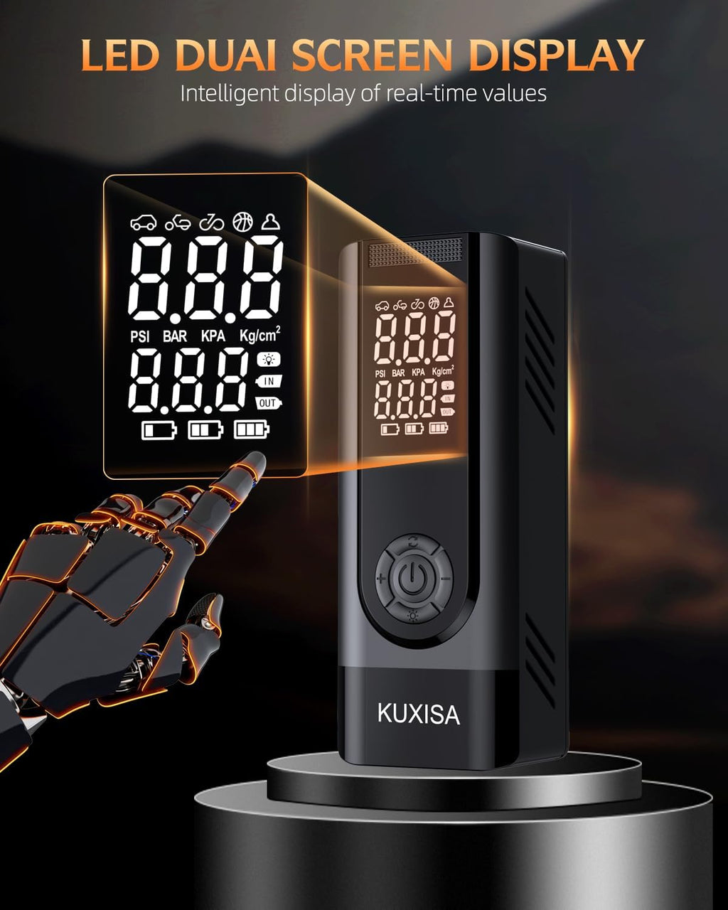 KUXISA Tire Inflator Portable Air Compressor, 3X Faster Air Compressor with Digital Pressure Gauge, 180 PSI Portable Air Pump for Cars, Motorcycles, Bicycles, Balls and More(Black)