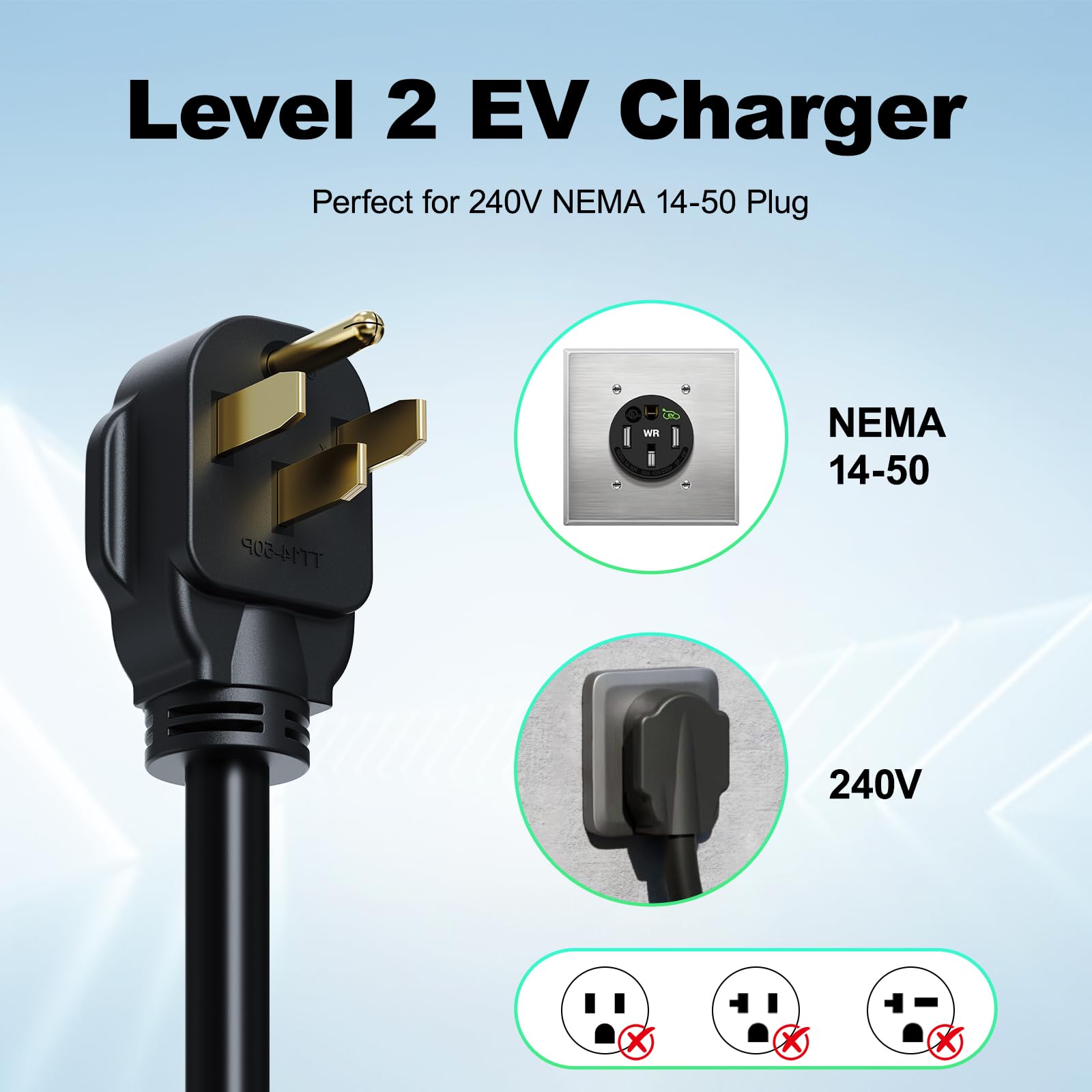 VDLPOWERVP Level 2 Tesla Charger 32Amp, 7KW Electric Vehicle Portable Charger with 20FT Cable, Home EV Charging Station for Tesla Models Y/X/3/S, 240V NEMA 14-50 Plug