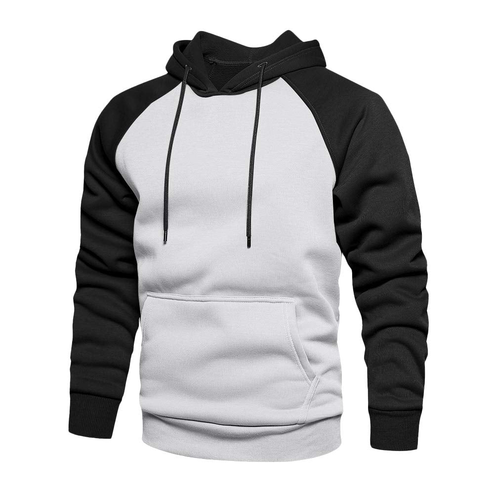 TOLOER Sweatshirts for Men Hoodies Pullover - Contrast Color Casual Hoodie for Men - Sports Outwear Sweatshirts Grey Black Grey Medium