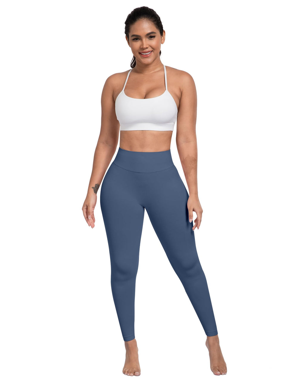 ATHVOTAR Workout Gym Leggings Women, High Waisted Seamless Butt Lifting Scrunch Butt Sports Leggings Black/Black/GrayNavy M