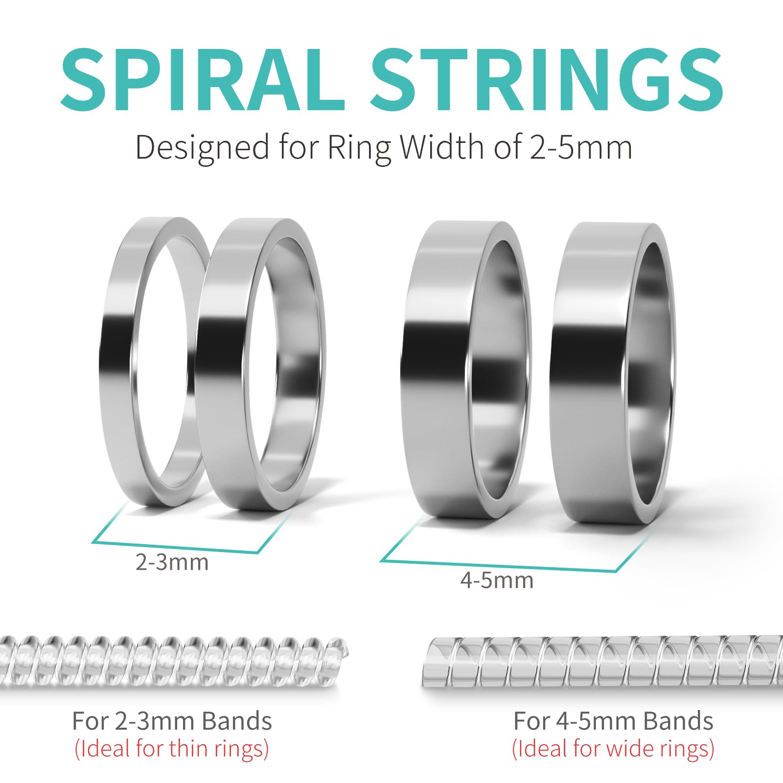 Ottemax Ring Sizers for Loose Rings - 12Pack, 12 Sizes, Ring Guards for Women& Men Loose Rings, Invisible Resizer Design for Spacers & Tighteners, Fits Bands Width to 1mm-8mm