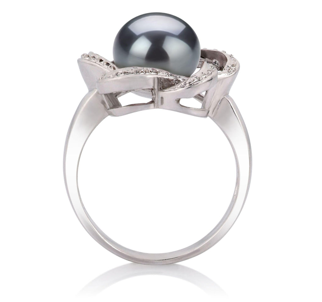 Fiona Black 9-10mm AA Quality Freshwater 925 Sterling Silver Cultured Pearl Ring For Women - Size-6