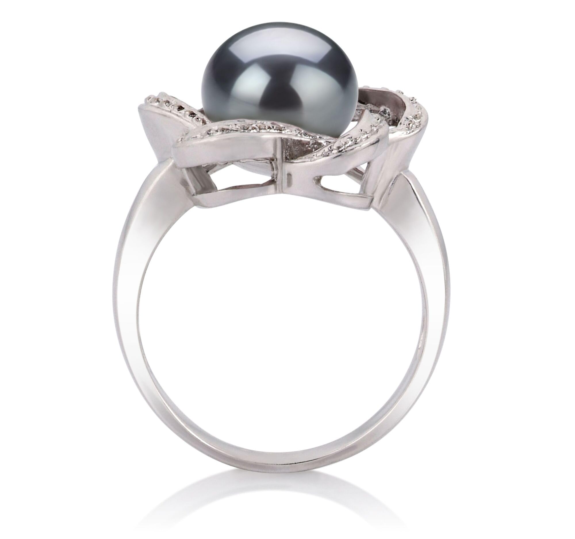 Fiona Black 9-10mm AA Quality Freshwater 925 Sterling Silver Cultured Pearl Ring For Women - Size-6