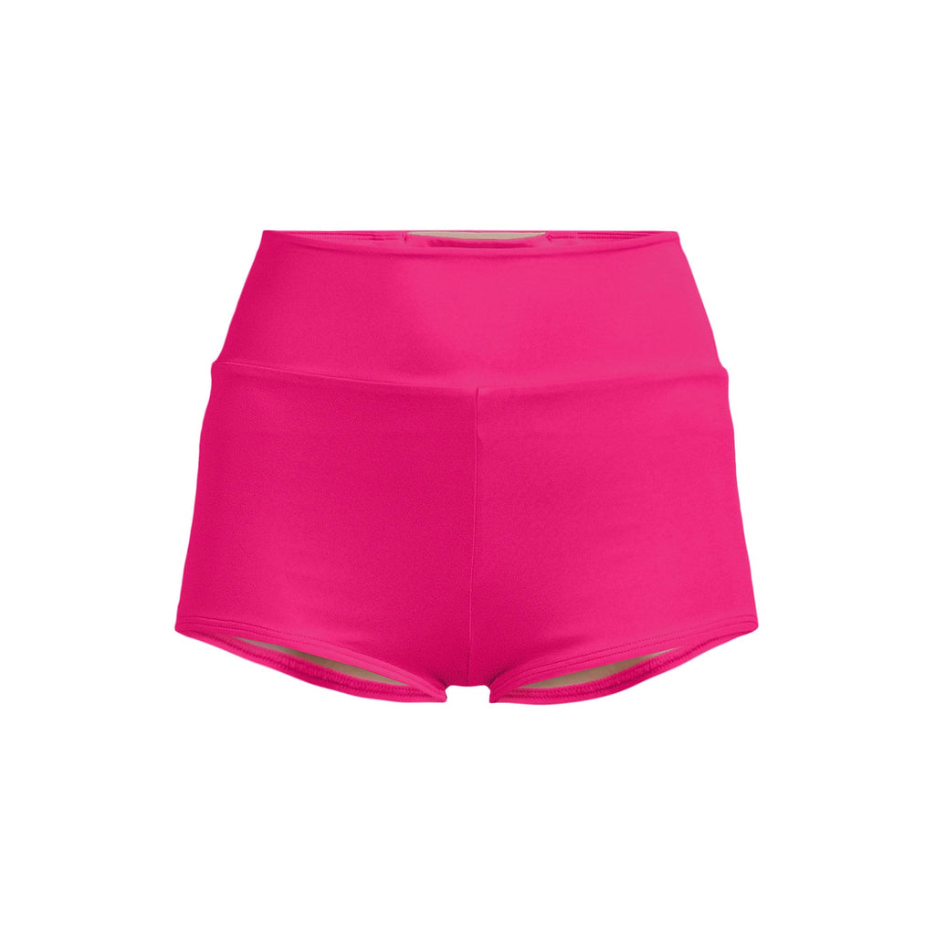 Lands' End Women's Tugless High Waisted Swim Boy Shorts 2 Riviera Rose