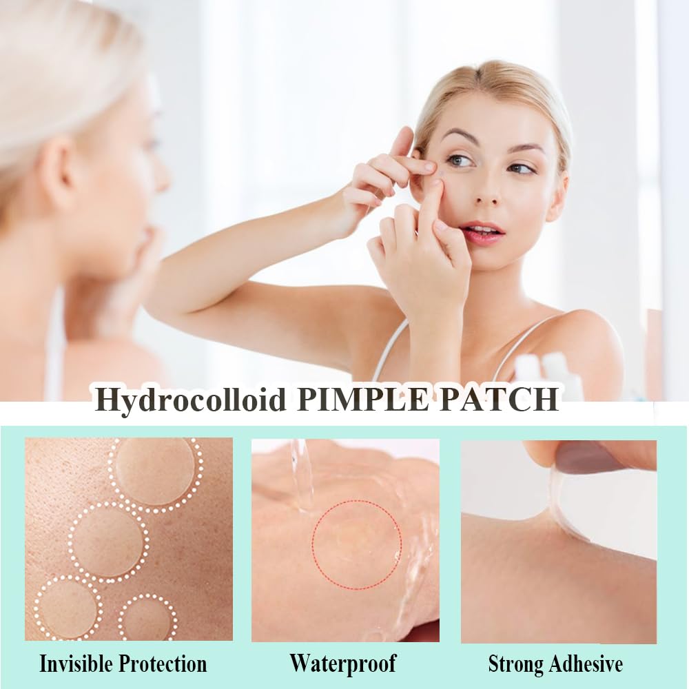 Zemolo 300pcs Pimple Patches Hydrocolloid Acne Stickers with Tea Tree Oil Spot Cover Patches Day & Night Whiteheads Acne Absorbing Blemish Patches Invisible Spot Treatment Stickers