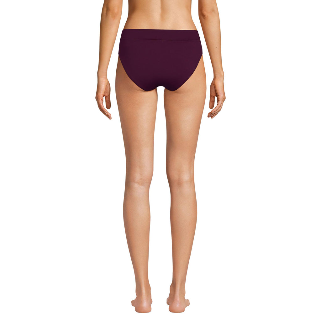 Lands' End Women's Pinchless High Waisted Bikini Bottoms 2 Dark Wine