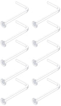 WildVibe 18g Clear Nose Studs for Work - L Shape Clear Nose Rings Piercing Retainers - Bioflex Plastic Nose Rings for Surgery - Flat Top 18 Gauge (1.0mm) 10pcs Pack