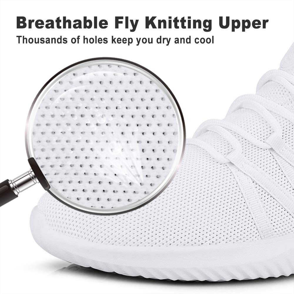 Feethit Mens Slip On Running Shoes Breathable Lightweight Comfortable Fashion Non Slip Sneakers for Men, White, 11