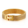 18K gold mesh Cuban bracelet, fashion accessory, suitable for both men and women, birthday gift, hip-hop jewelry, solid tennis bracelet, Miami style Father's Day gift (18K Gold)