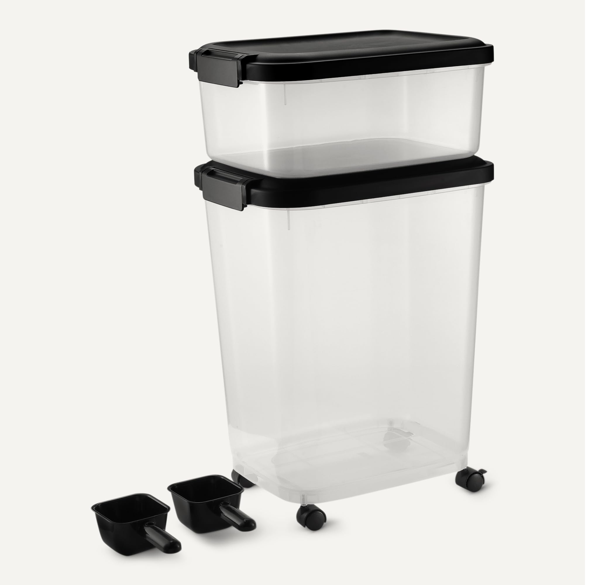 Amazon Basics Pet Food Storage Container Set, 30lbs and 10lbs with Scoop, for Dogs and Cats