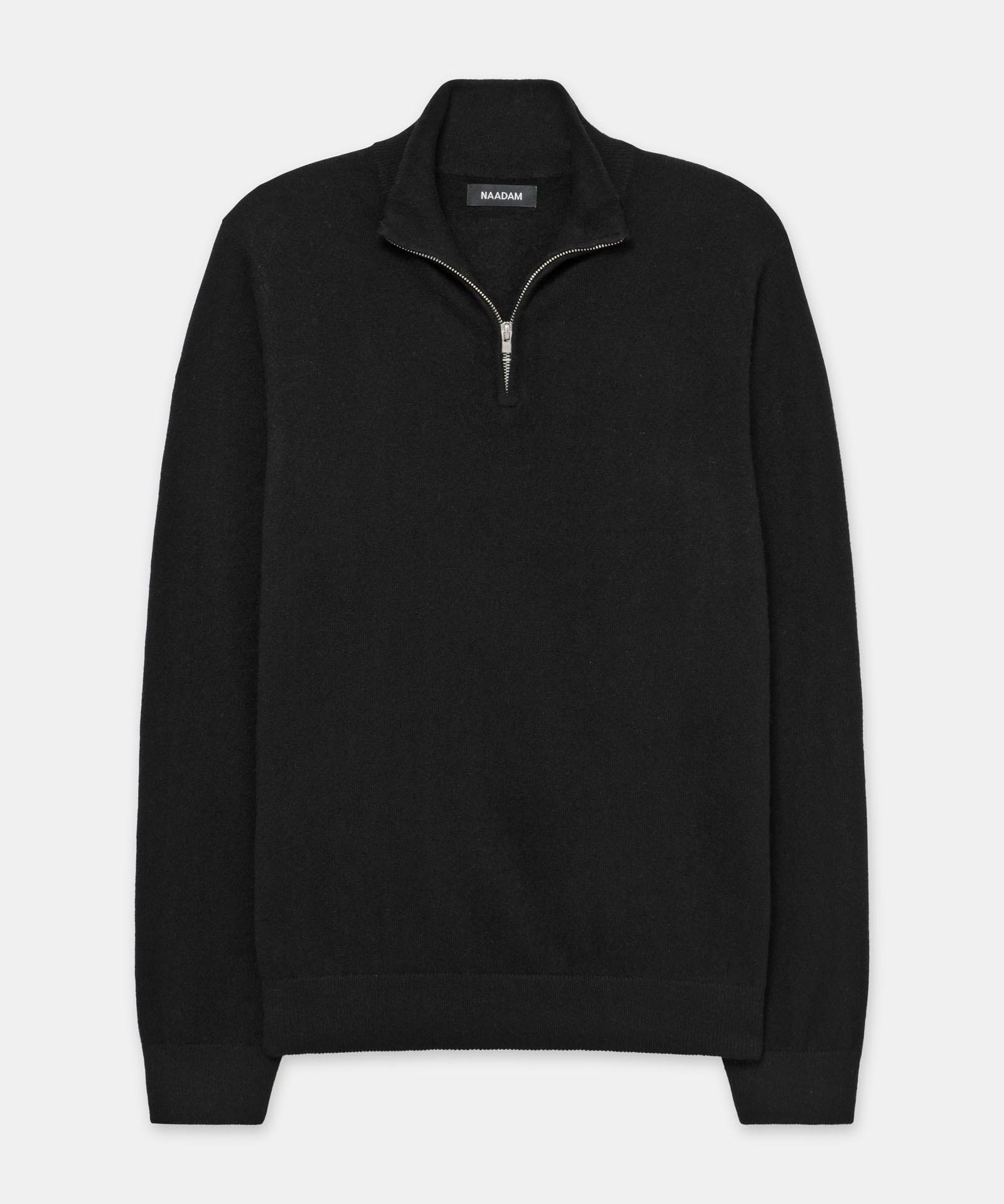 NAADAM Mens Signature Cashmere Quarter Zip, Black,M