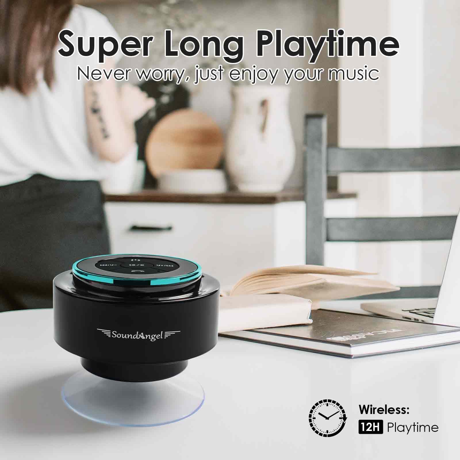 XLEADER, Upgraded, Pro Shower Speaker, Certified IPX7 Waterproof Bluetooth Speaker, with Suction Cup, Silicone Lanyard, 8W Crystal Sound&Rich Bass, 15H Playtime, Ideal Gifts - SoundAngel Mate(2 Gen)