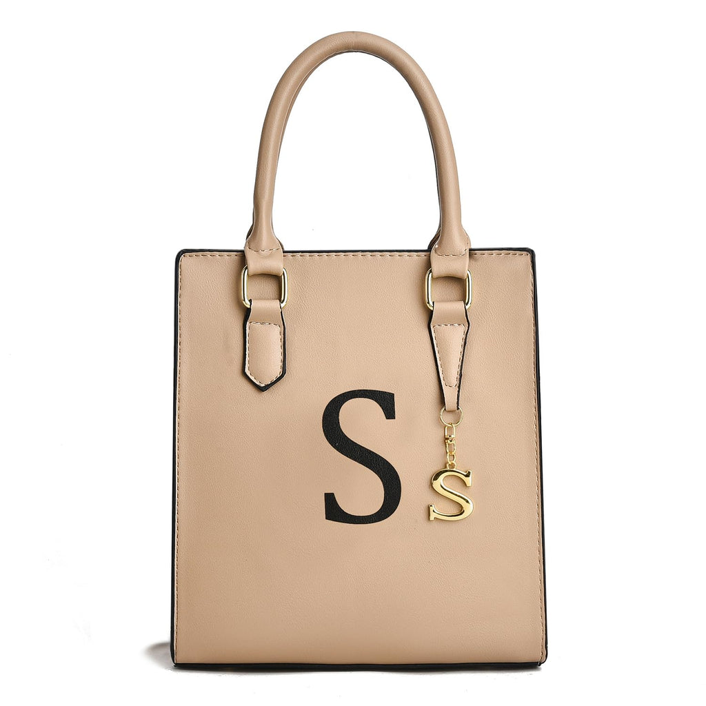 I IHAYNER Women Tote Bags Trendy Personalized Initial Shoulder Bag Top Handle Satchel Purse for Women Crossbody Hobo Handbags (Khaki-S)