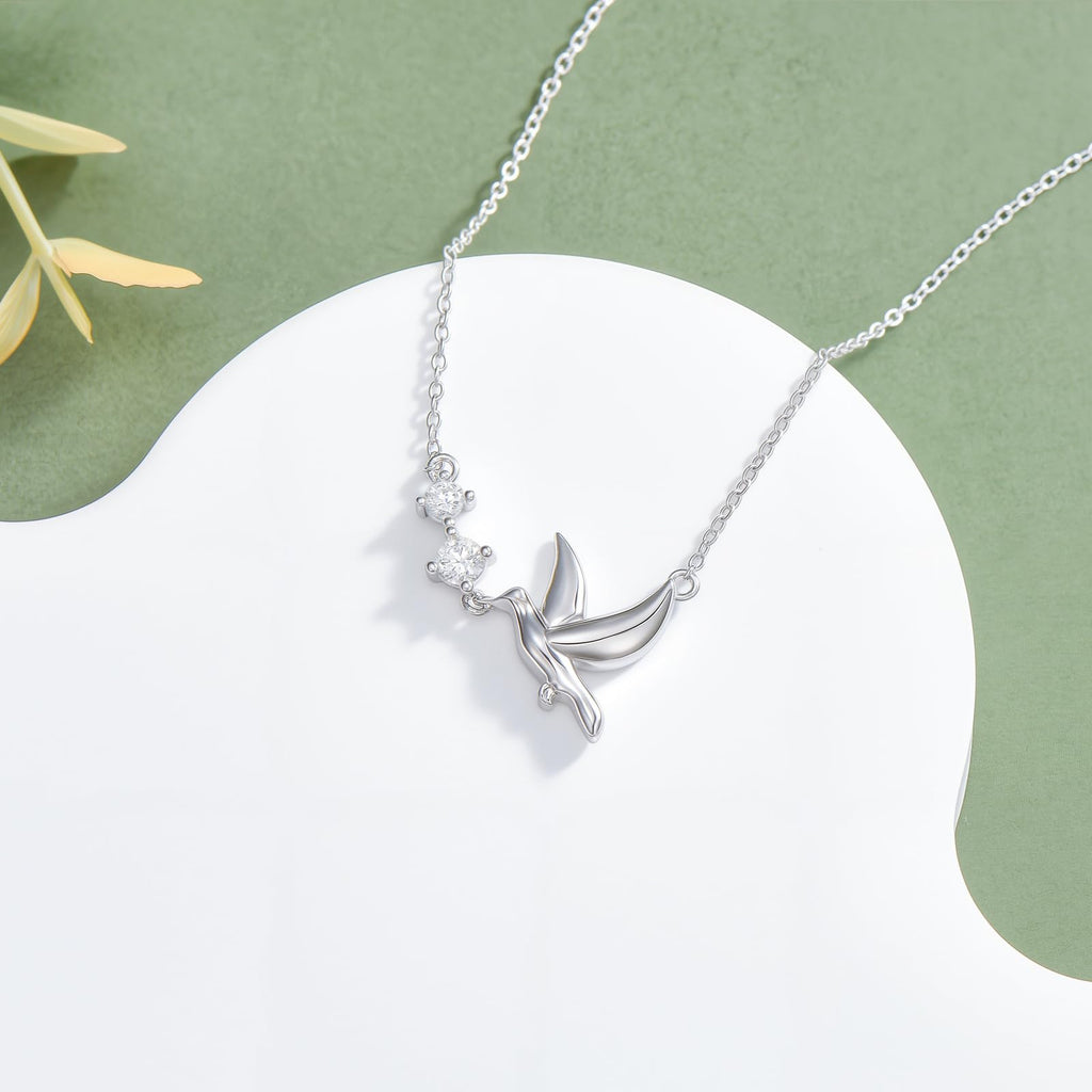 BETHZA Diamond Bird Pigeon Necklace 925 Sterling Silver Pendant 16 Inch Chain Anniversary Birthday Christmas Mother's Day Gift for Her Women Wife Girlfriend Mother Mom