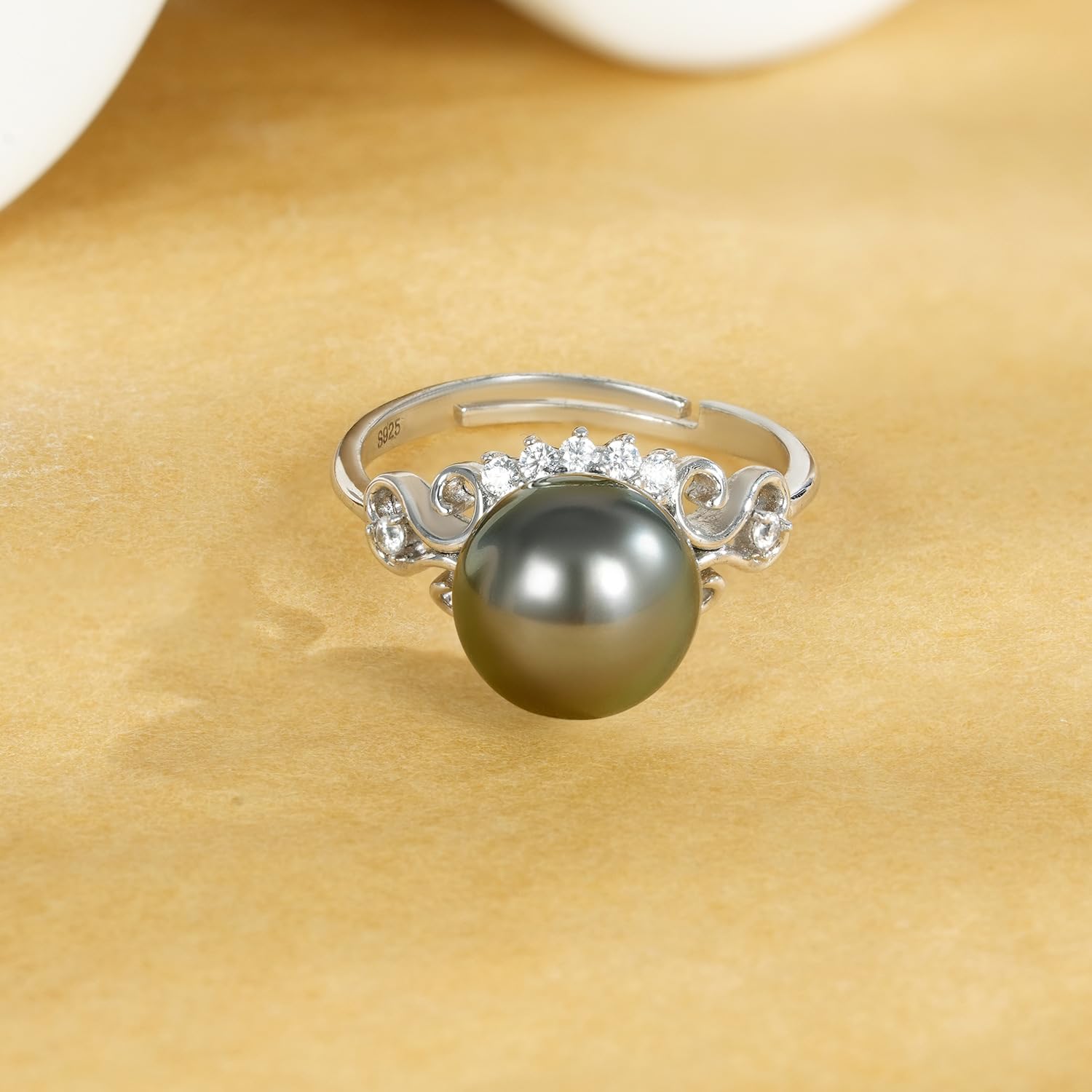 Tahitian Black Pearl Rings Jewelry For Women Fashion Christmas Gifts Wife Mom Girlfriend, Anniversary Birthday Fine Jewelry Gifts for Her NO33247