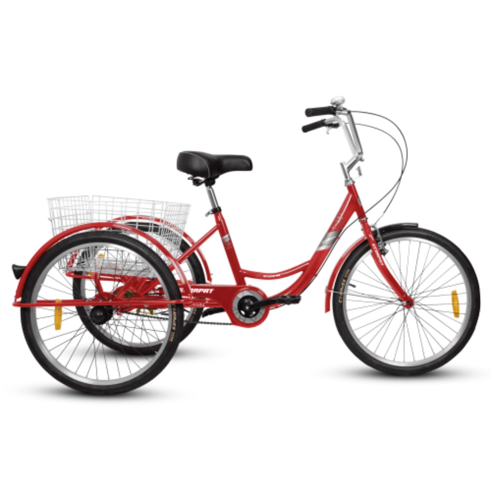RENPINYOUX Tricycle, Adult Tricycle, 24" Tricycle with Shopping Basket, 350 Lb Capacity, Easy to Install, Suitable for Seniors, Women and Men