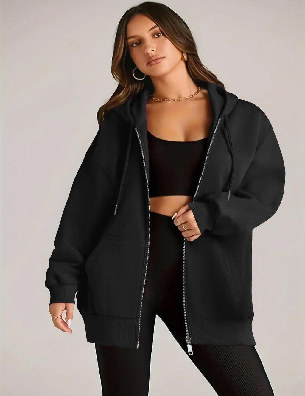 Zeagoo Hoodies Hoodie Sweatshirt Women Hoodies 2025 Fleece Jacket Women Oversized Sweatshirt Hoodies Black