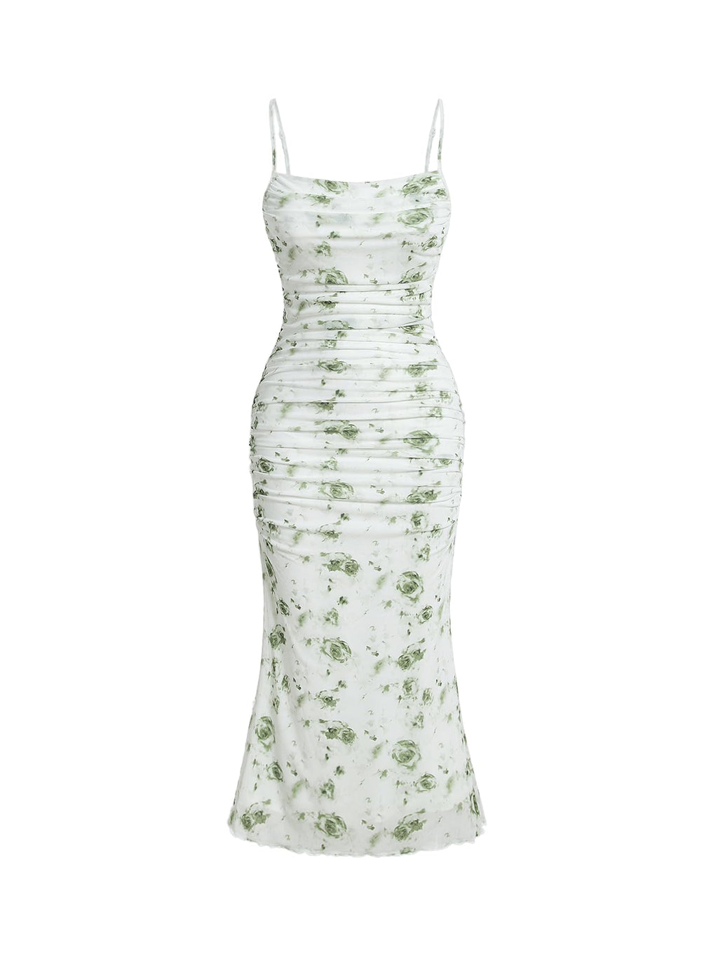 GORGLITTER Women's Floral Spring Summer Wedding Guest Dress Bridal Shower Cocktail Tea Party Beach Midi Sun Dress 2026 Green Florals Small
