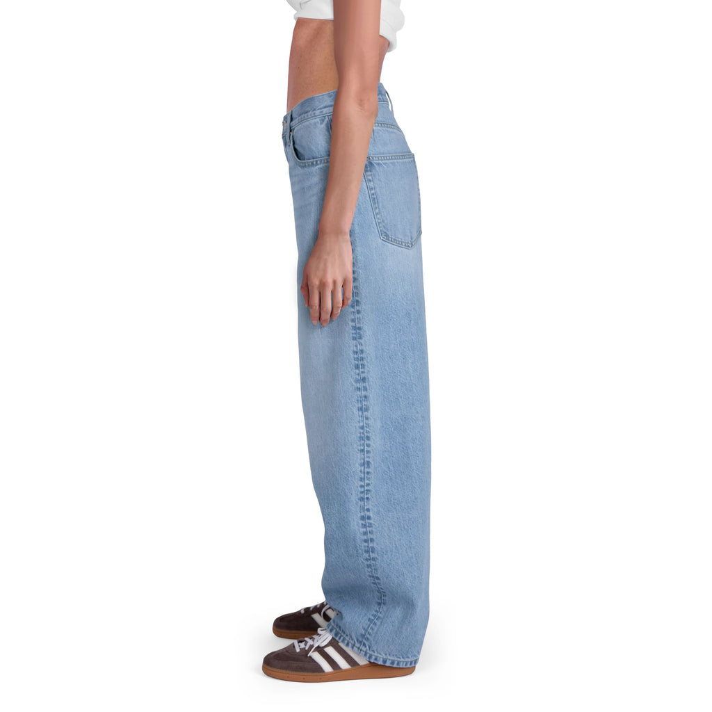 CAKE THE LABEL Womens Baggy Barrel Jeans Wide Leg High Rise Premium Denim Pants Light Blue