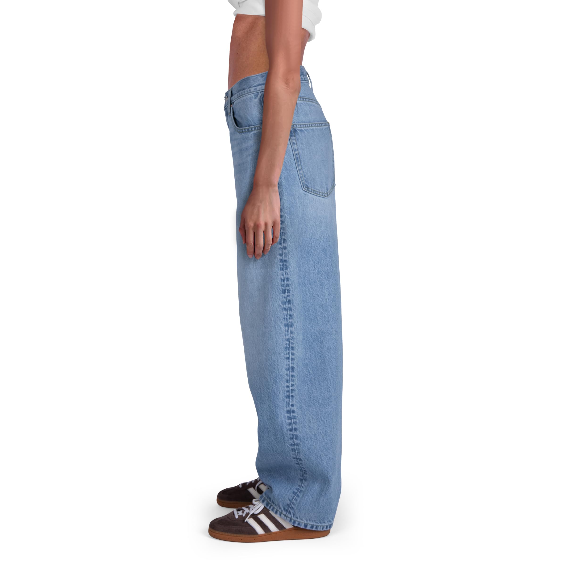 CAKE THE LABEL Womens Baggy Barrel Jeans Wide Leg High Rise Premium Denim Pants Light Blue