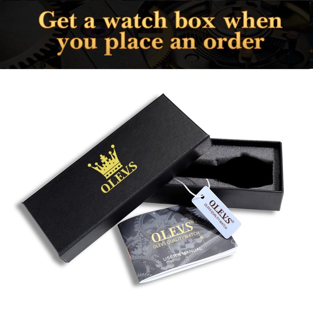 OLEVS Watch Men Black Analog Stainless Steel Watches for Mens Luxury Original Dress Business Waterproof Luminous Big Face Dressy Classic Quartz Watch