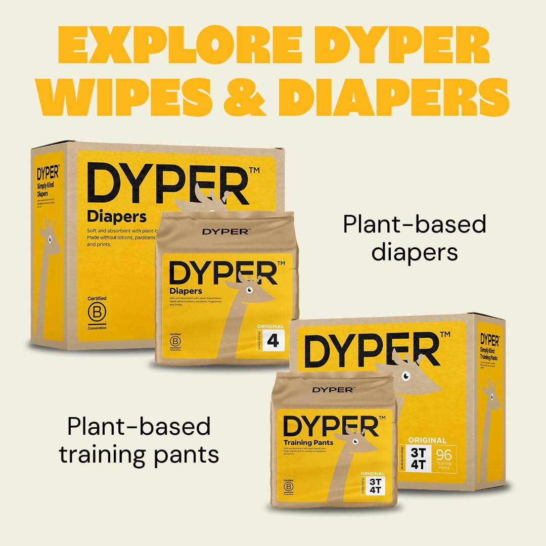 DYPER - Pack of 2 Baby Diapers Size 1 (72 Count) - Leak Proof, Plant Based, Hypoallergenic & Ultra Absorbent Disposable Diaper for Day & Overnight, Skin-Friendly Comfort Size 1 Diapers (8-14 lbs)