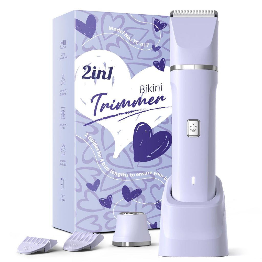Electric Razors for Women - Wet/Dry Womens Electric Shaver for Legs, Replaceable Body Hair Blade Heads&Hair Remover for Face Head, No Nick, No Cut, No Razor Burn, Purple
