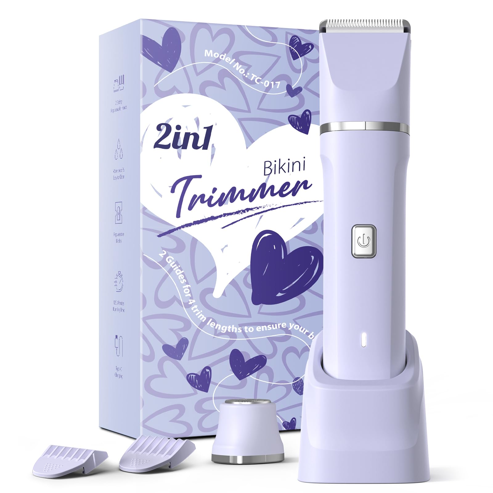 Electric Razors for Women - Wet/Dry Womens Electric Shaver for Legs, Replaceable Body Hair Blade Heads&Hair Remover for Face Head, No Nick, No Cut, No Razor Burn, Purple