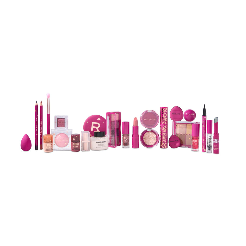 Revolution Makeup Advent Calendar, 24-Piece Beauty Gift Set for Lips, Eyes, & Face, Features Essential Cosmetics & Tools, Vegan & Cruelty-Free