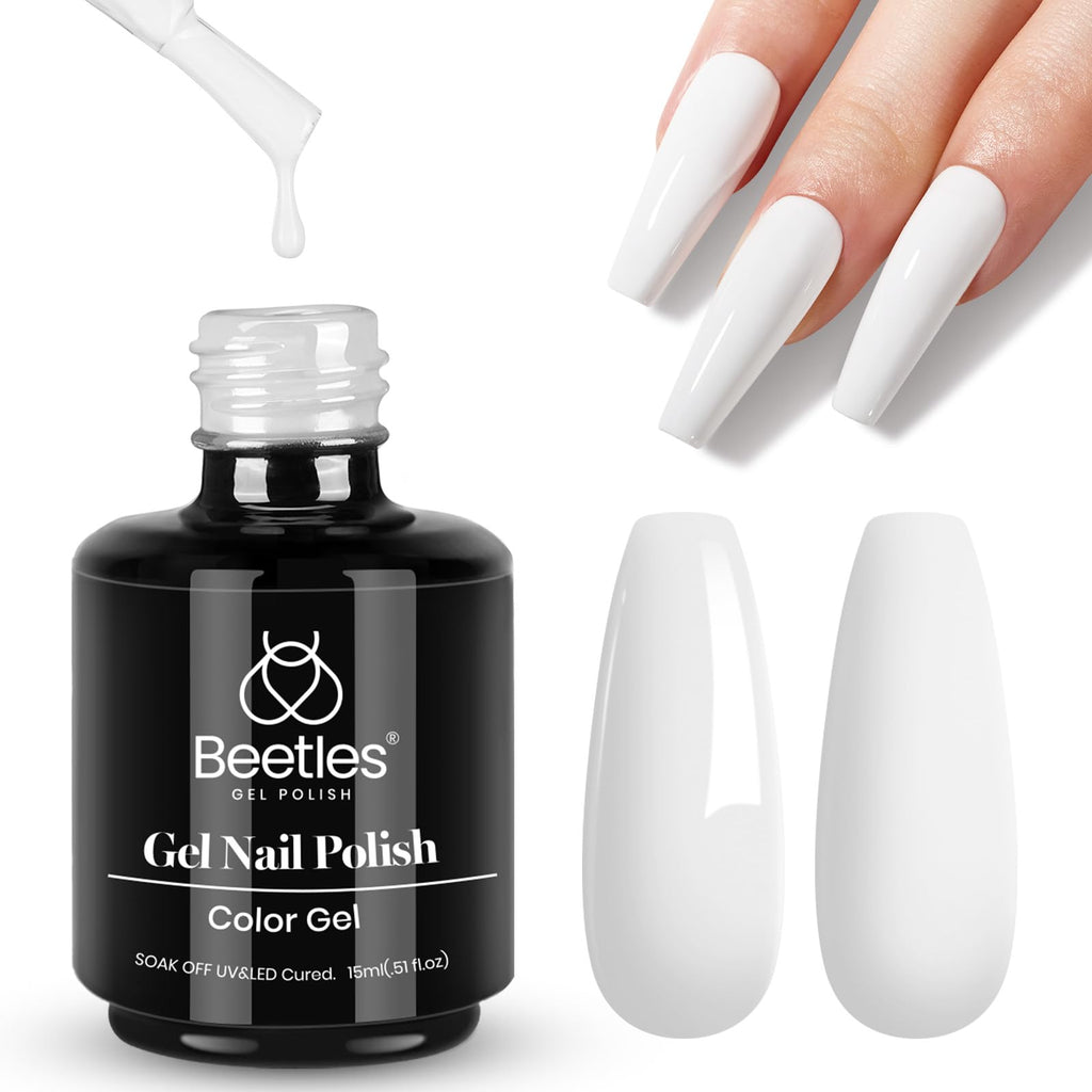 Beetles White Gel Nail Polish -1PC 15ml Spring Soak Off UV Gel Polish French Nail Art Manicure Salon DIY Design at Home Gift for Women