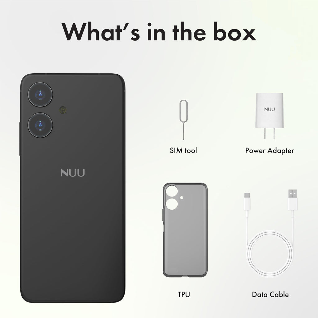 NUU N10 Basic Cell Phone for T-Mobile, Mint, Metro, Qlink, Tello and More 4GB/128GB, Perfect for Teenagers, Dual SIM 4G, Octa-Core 6.6" 90Hz HD+, Unlocked Phones Android Phone 15, US Warranty (Black)