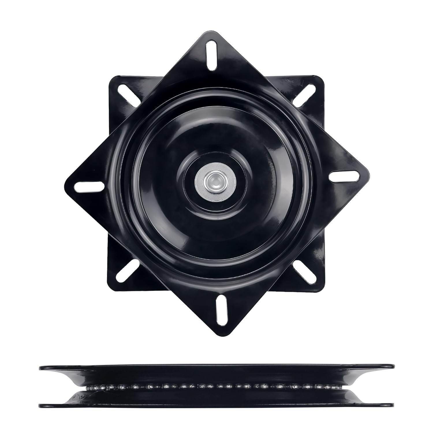 Mejiao 6 Inch Heavy Duty Swivel Plate, 360 Degree Rotating Turntable Base with Ball Bearings for Bar Stool, Chair, Recliner, Boat Seat (Black)