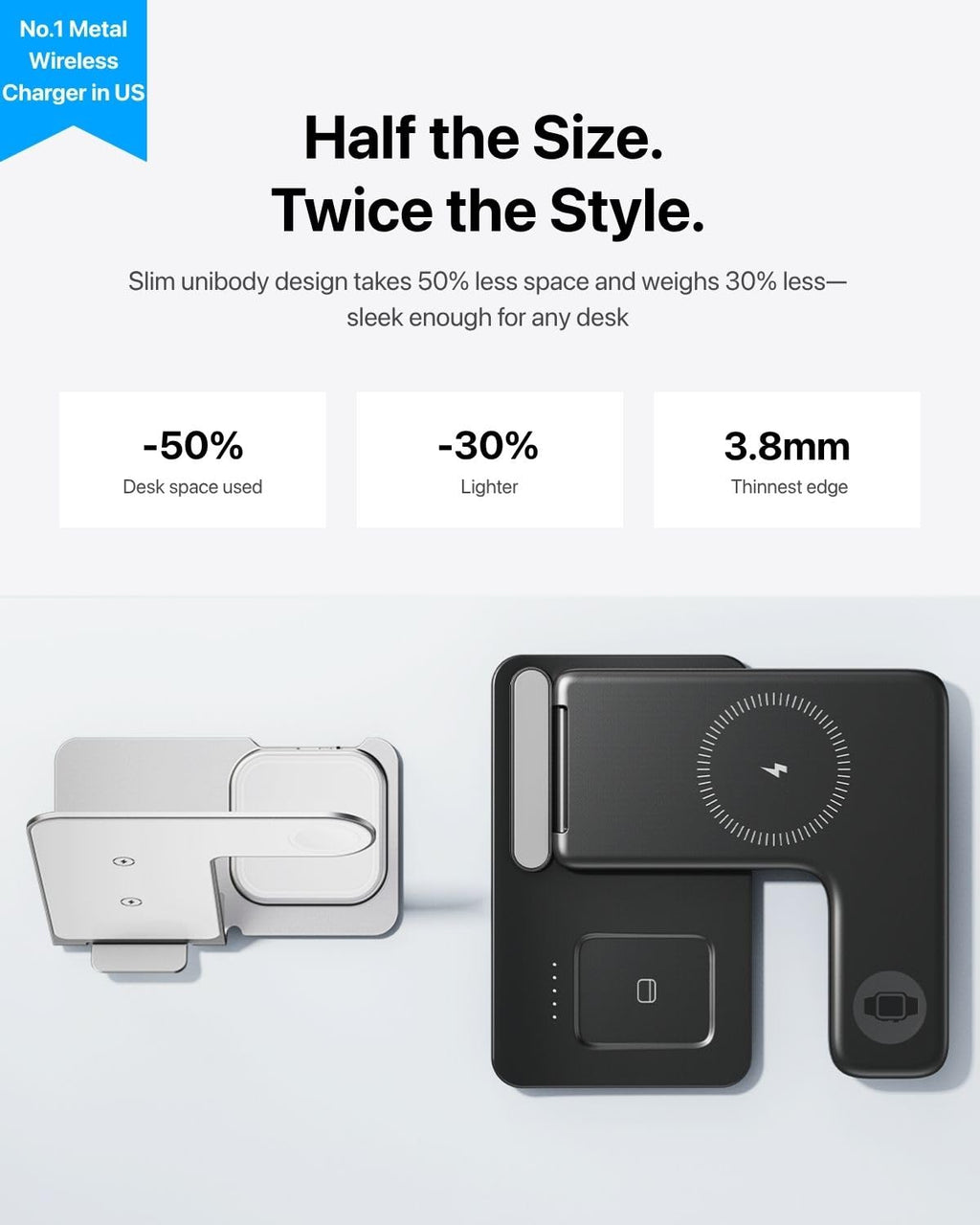 Intoval 3 in 1 Wireless Charger for iPhone 17/16/15/14/13/12,Wireless Charging Station for Apple Devices, Aluminum Charging Stand for iWatch 11 10 9 Ultra 3/2 SE 3/2,for AirPods 4 3 2 Pro 3/2
