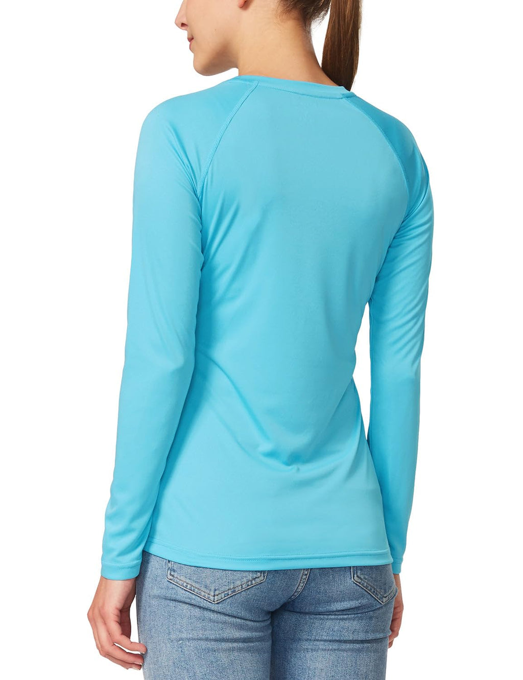 baleaf Women's Long Sleeve Hiking Shirts UPF 50+ Uv Protection SPF Fishing Tops Lightweight Quick Dry Rash Guard Swimwear Outdoor Clothes Blue Size L