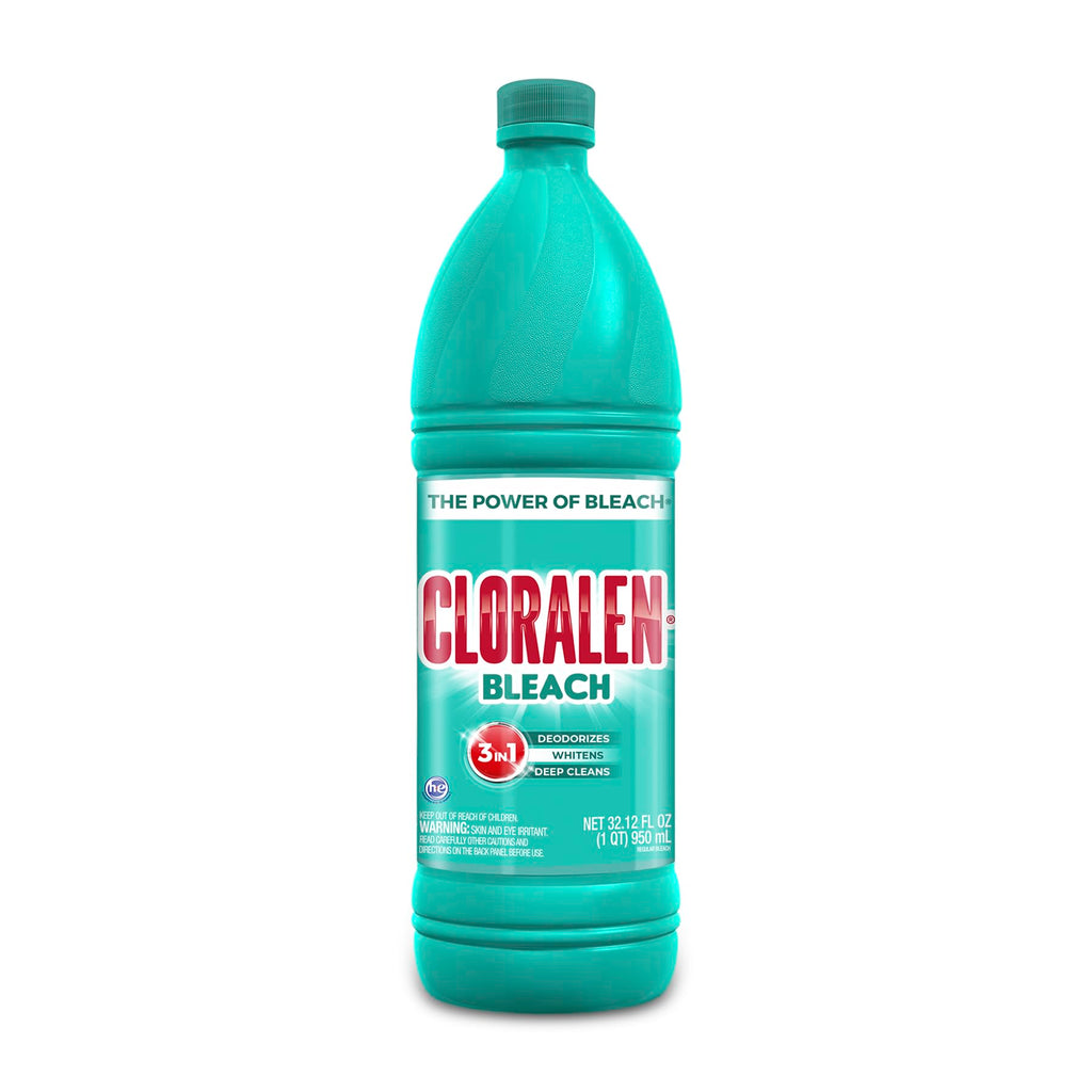 Cloralen Household Cleaning Liquid Bleach - 32.12 fl oz - 3-in-1 Multipurpose Cleaner for Laundry, Bathroom & Kitchen - Deodorizes, Whitens & Deep Cleans