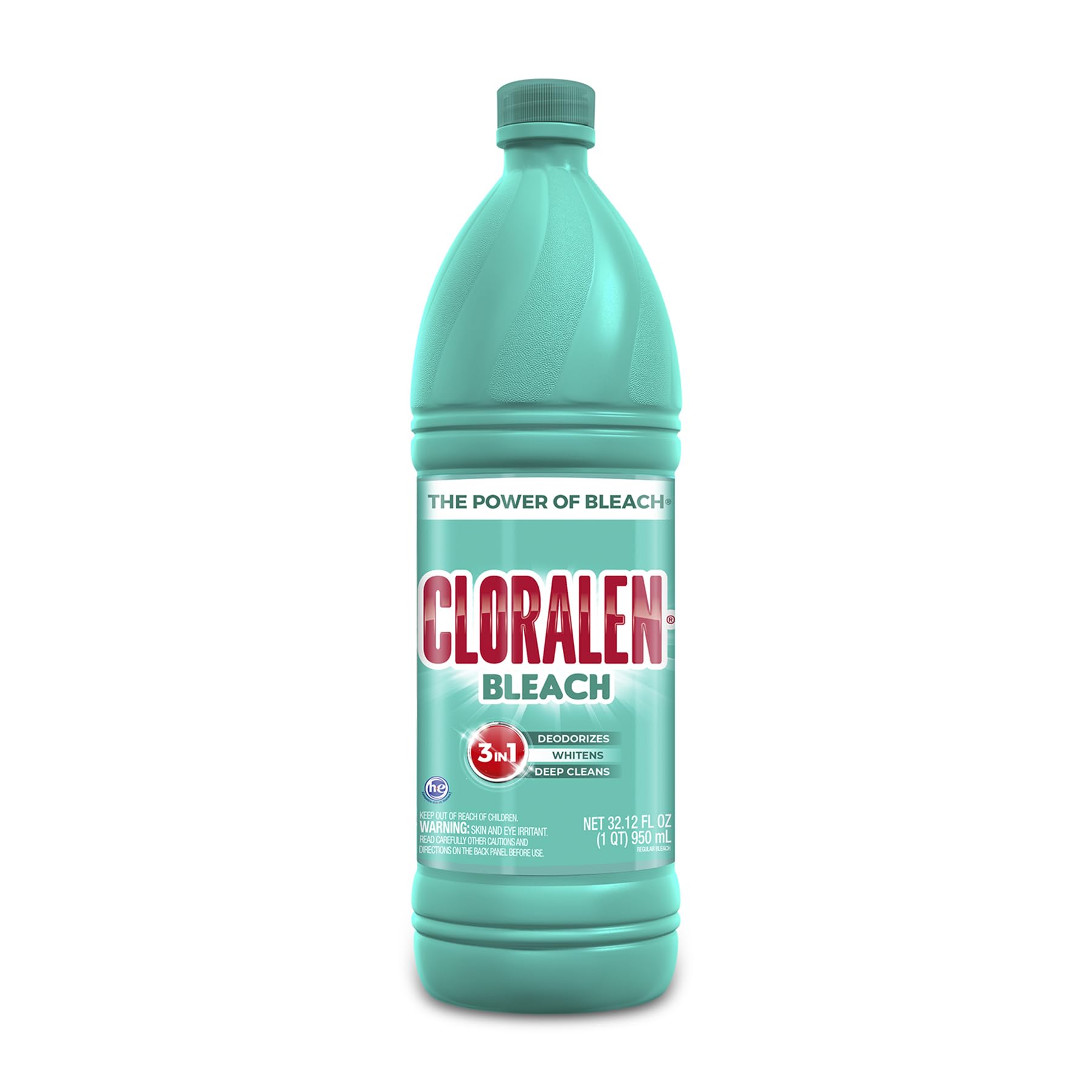 Cloralen Household Cleaning Liquid Bleach - 32.12 fl oz - 3-in-1 Multipurpose Cleaner for Laundry, Bathroom & Kitchen - Deodorizes, Whitens & Deep Cleans