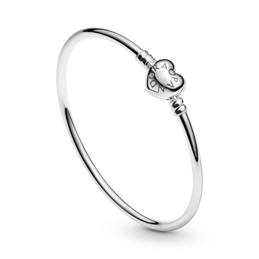 Silver Pandora Bangle with Heart Logo Clasp