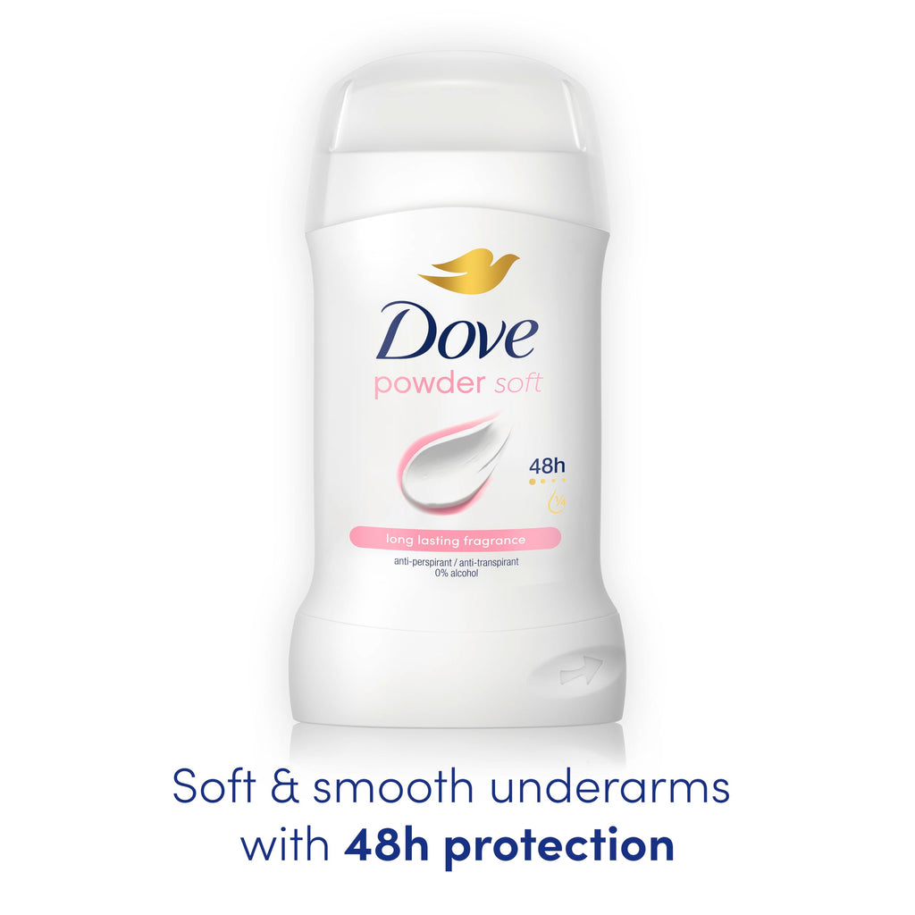 Dove Powder Soft Women's Antiperspirant Deodorant Cream Stick for 48 hour sweat protection and long-lasting fragrance with ¼ moisturising cream 50 ml