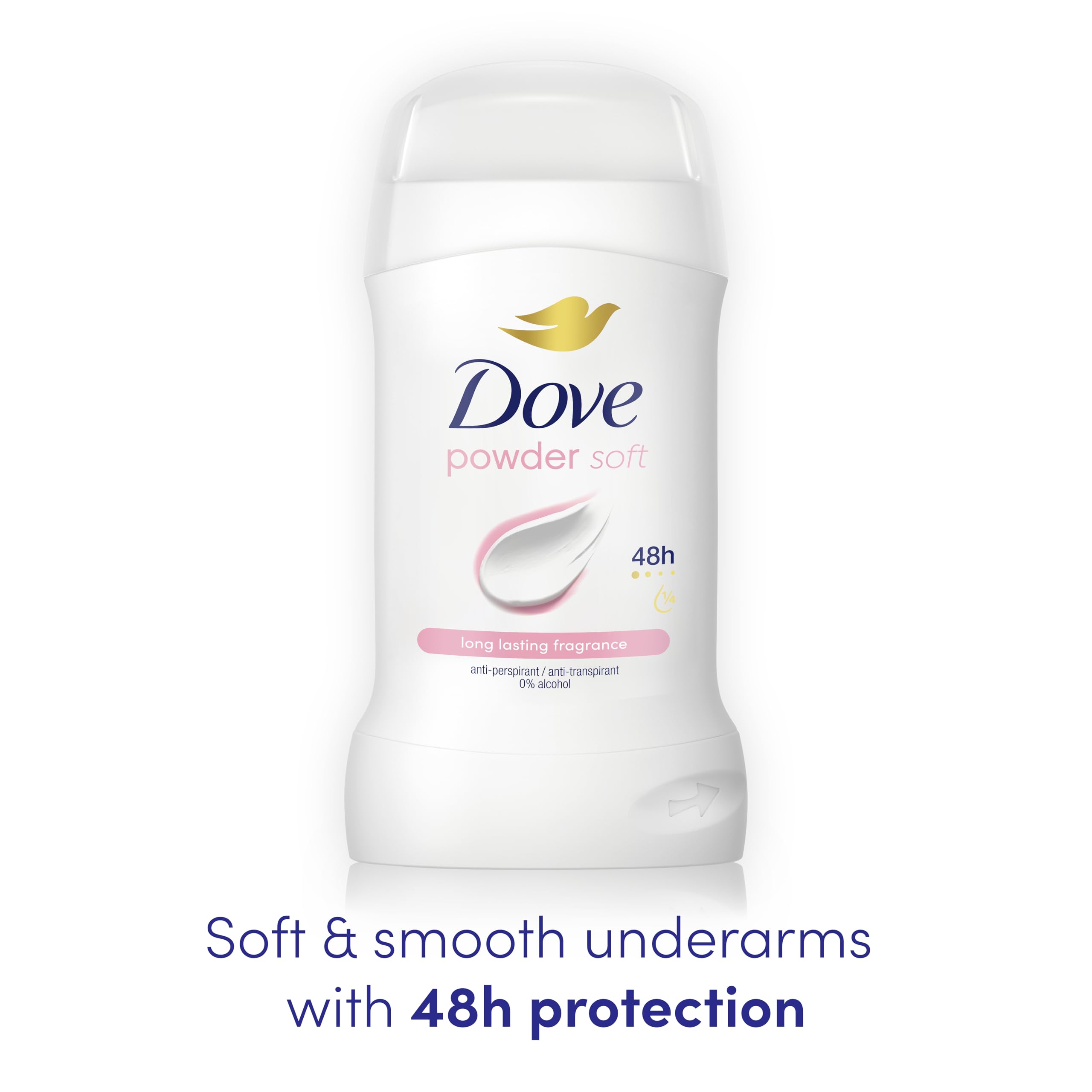 Dove Powder Soft Women's Antiperspirant Deodorant Cream Stick for 48 hour sweat protection and long-lasting fragrance with ¼ moisturising cream 50 ml