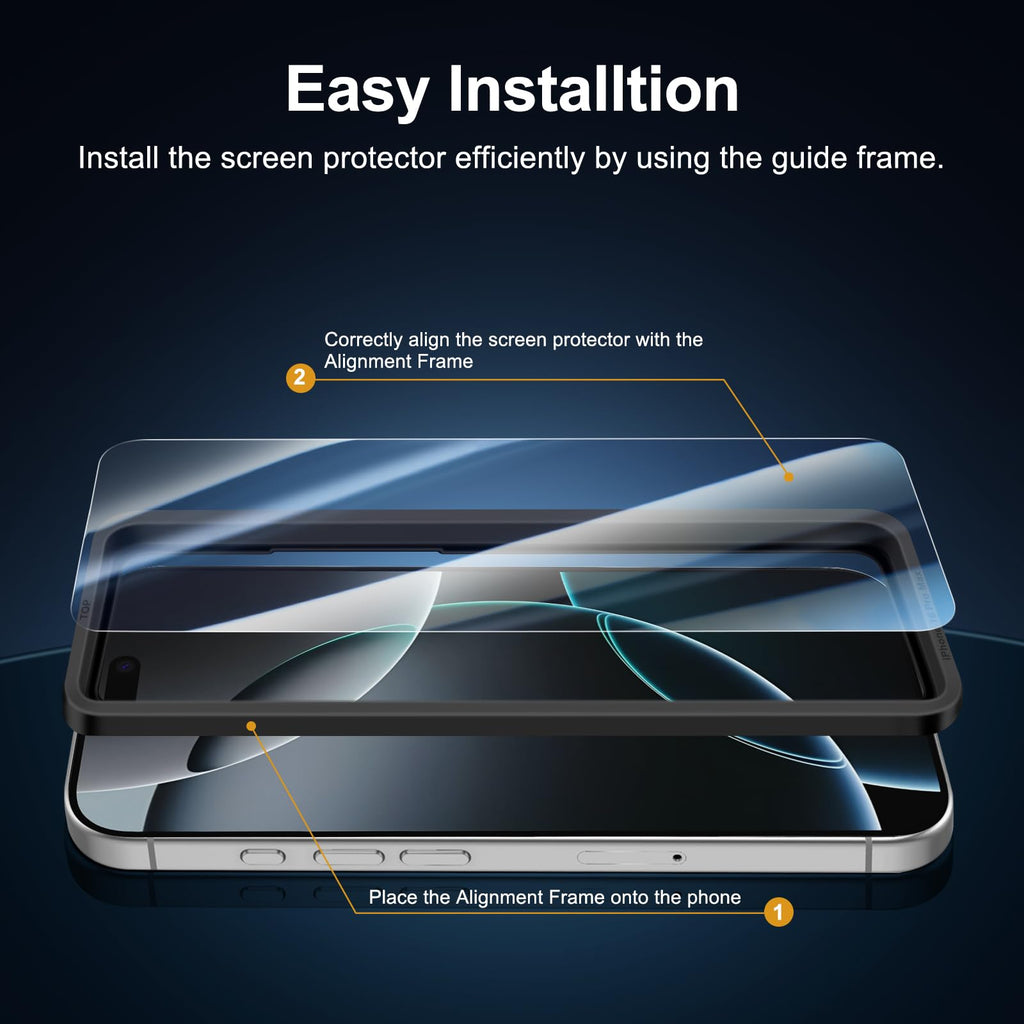 NEW'C 3 Pack Designed for iPhone 17 Pro Max, iPhone 16 Pro Max Screen Protector (6.9 inches), Enhanced Tempered Glass Protection with easy installation tool included,Case Friendly Ultra Resistant