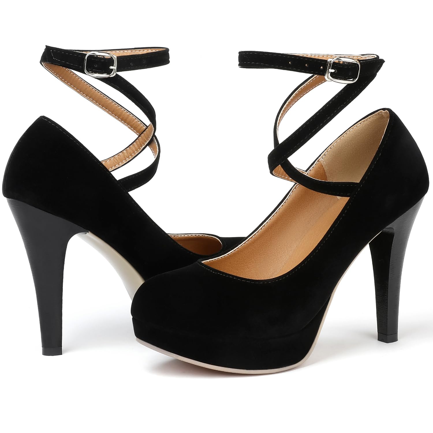 Mostrin Black Closed Toe High Heels for Women Sexy Platfrom Pumps Women's IN4 Classic High Heel for Formal Prom Party Size 7
