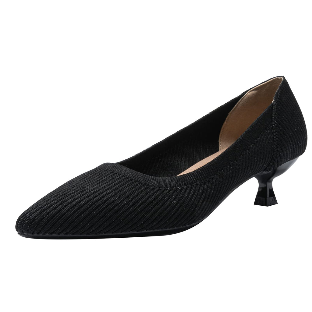 youngshow Black Kitten Heels for Women Comfortable Dressy Heels Casual Low Heel Pumps Elegant Business Pumps Womens Flight Attendant Shoes